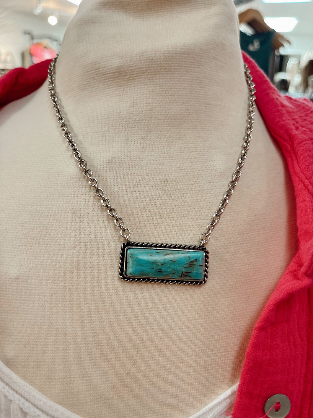 Marbled Turquoise Bar Necklace