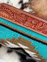 Load image into Gallery viewer, Tooled Aztec Teal Wallet