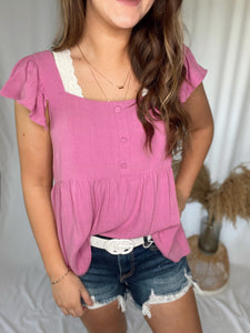 Madeline Lilac Button Top