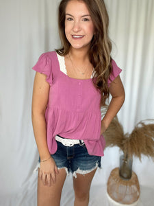 Madeline Lilac Button Top