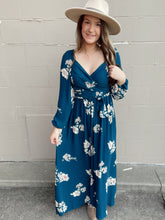 Load image into Gallery viewer, Sarah Teal Floral Maxi Dress