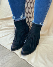 Load image into Gallery viewer, Paisley Jane Black Fringe Booties