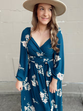 Load image into Gallery viewer, Sarah Teal Floral Maxi Dress