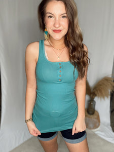 Tay Ribbed Button Tank