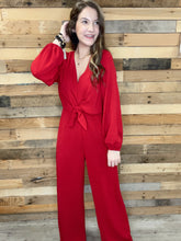 Load image into Gallery viewer, Briar Red Tie Jumpsuit