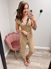 Load image into Gallery viewer, Short Sleeve Khaki Jumpsuit