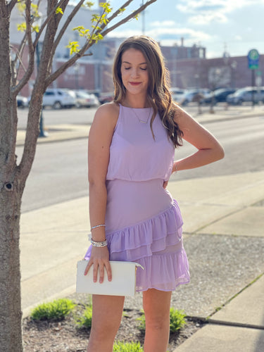 Millie Lilac Chiffon Ruffled Dress